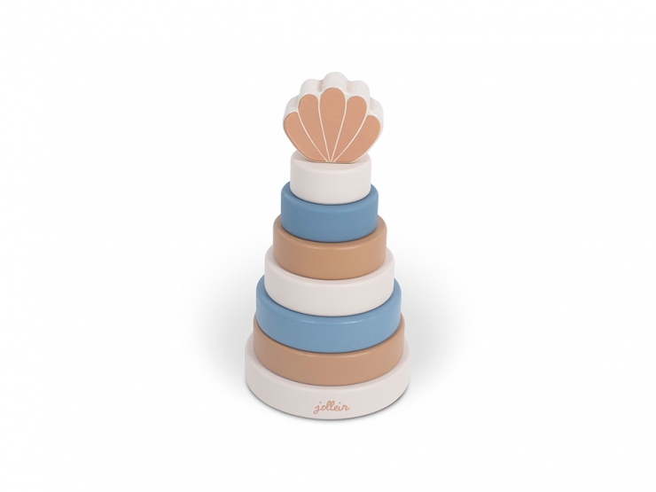 Holzspielzeug Ring-Stapelturm blau bedruckt nicht personalisiert