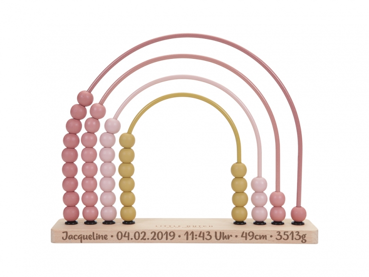 Regenbogen Abacus gelasert - pink Geburtstag